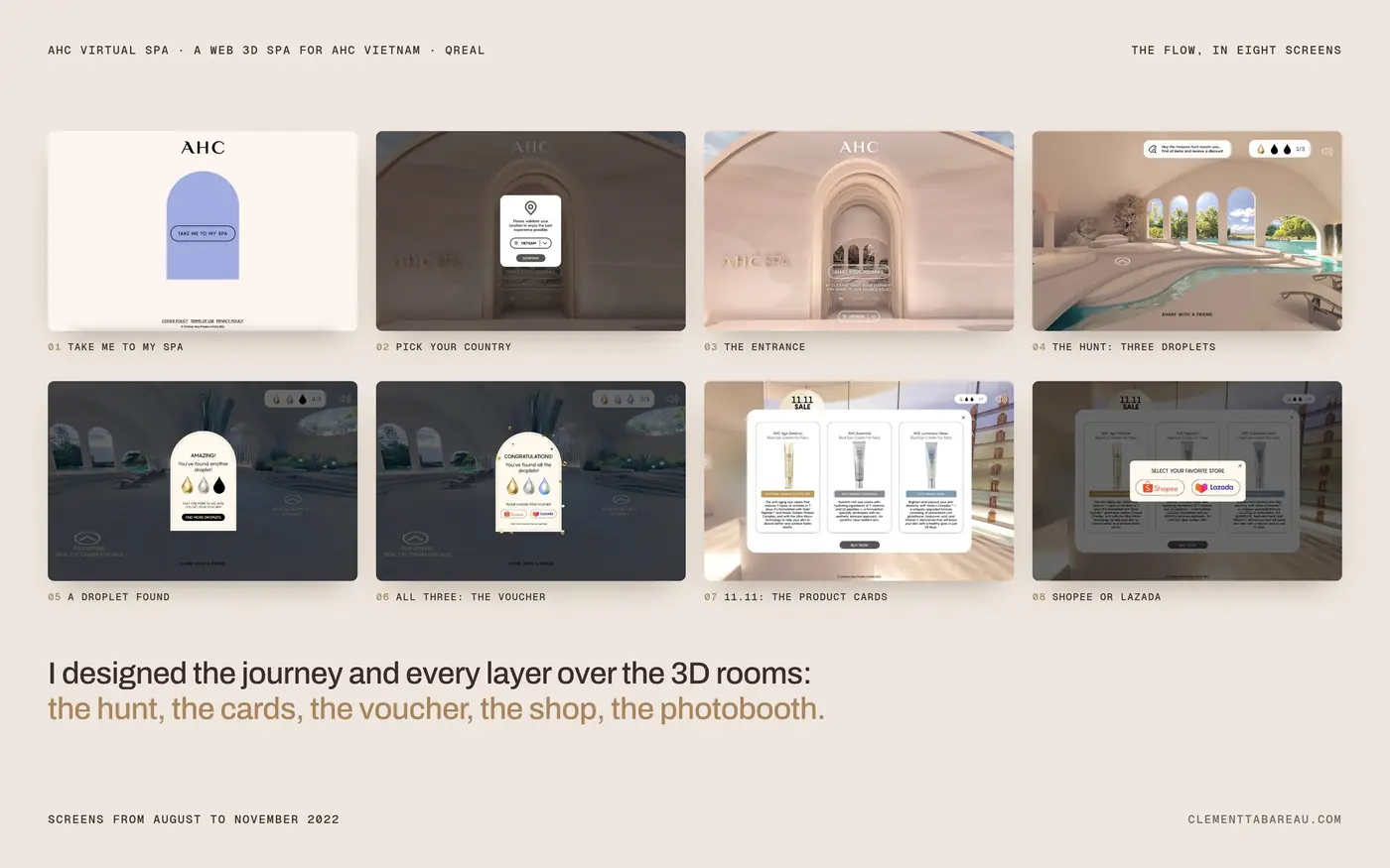 The flow, in eight screens