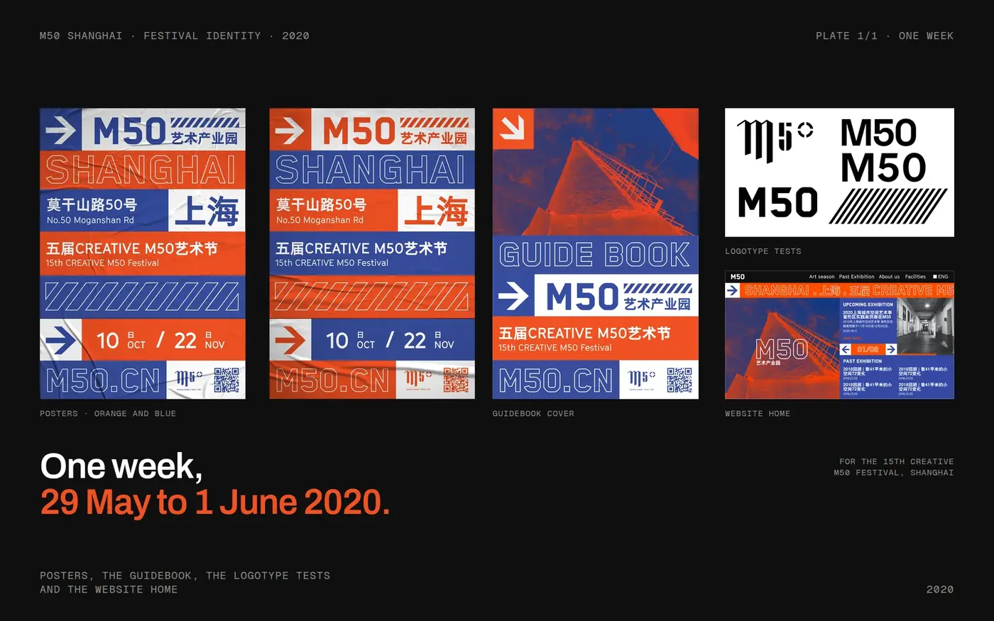 Posters, the guidebook, the logotype tests and the website home, in one week