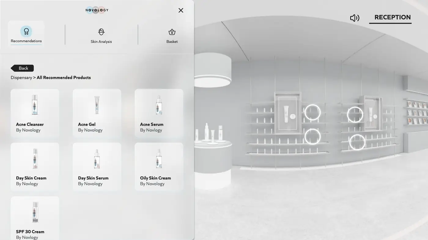 Recommended products, over the room